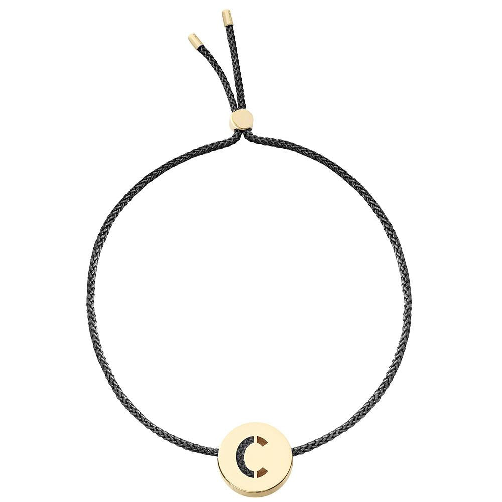 Ruifier ABC's C Cord Bracelet Black Yellow Gold