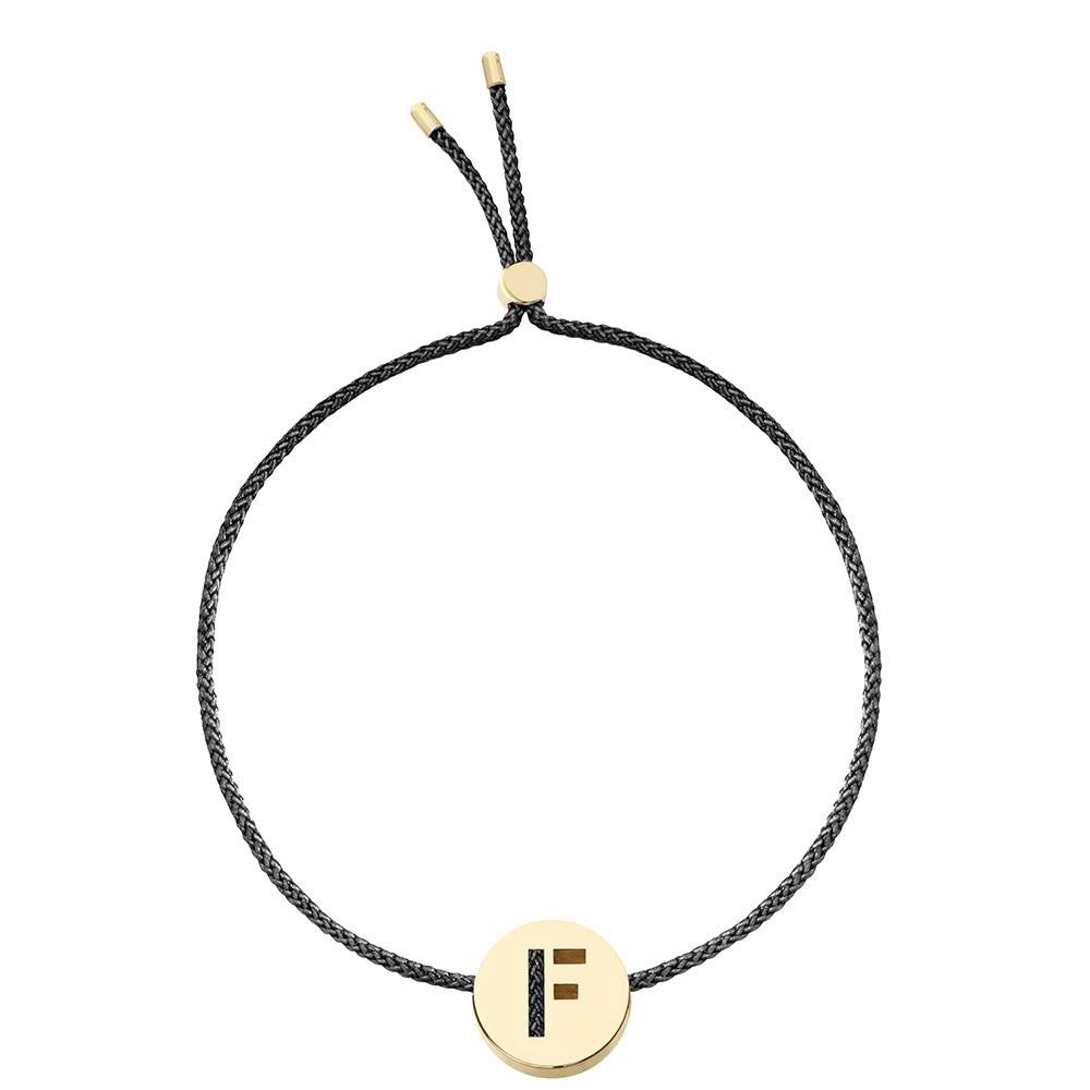 Ruifier ABC's F Cord Bracelet Black Yellow Gold