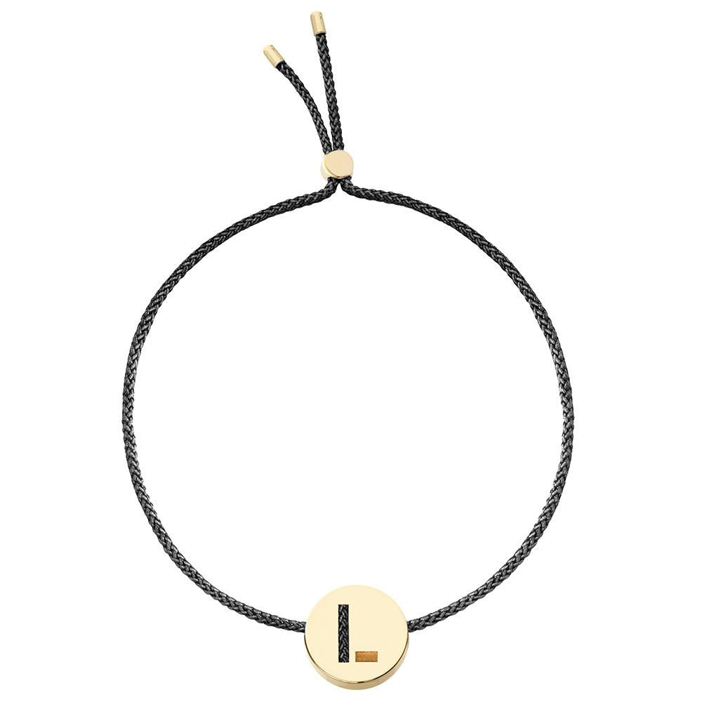 Ruifier ABC's L Cord Bracelet Black Yellow Gold