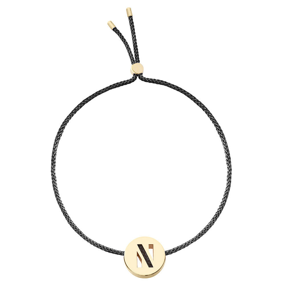 Ruifier ABC's N Cord Bracelet Black Yellow Gold