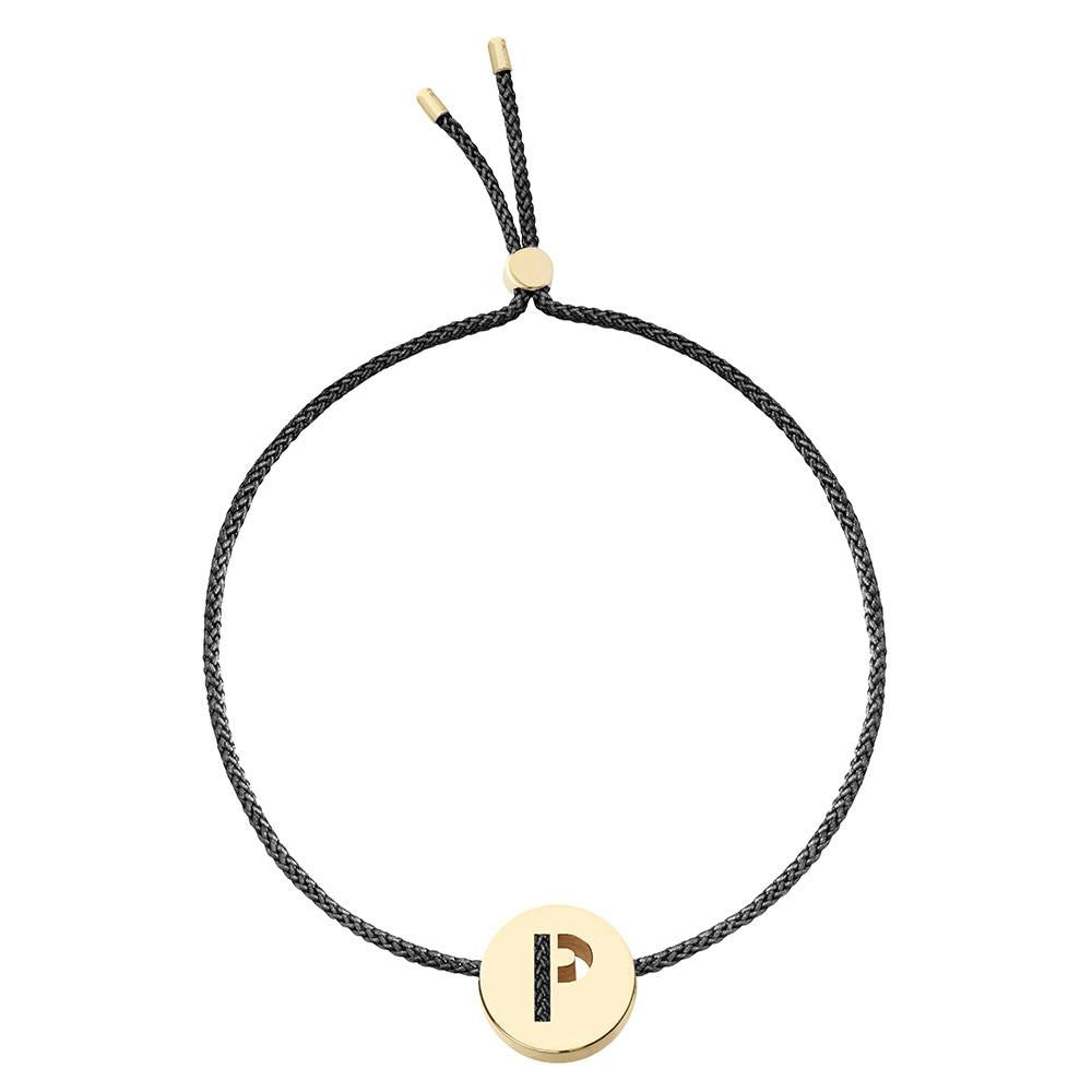 Ruifier ABC's P Cord Bracelet Black Yellow Gold