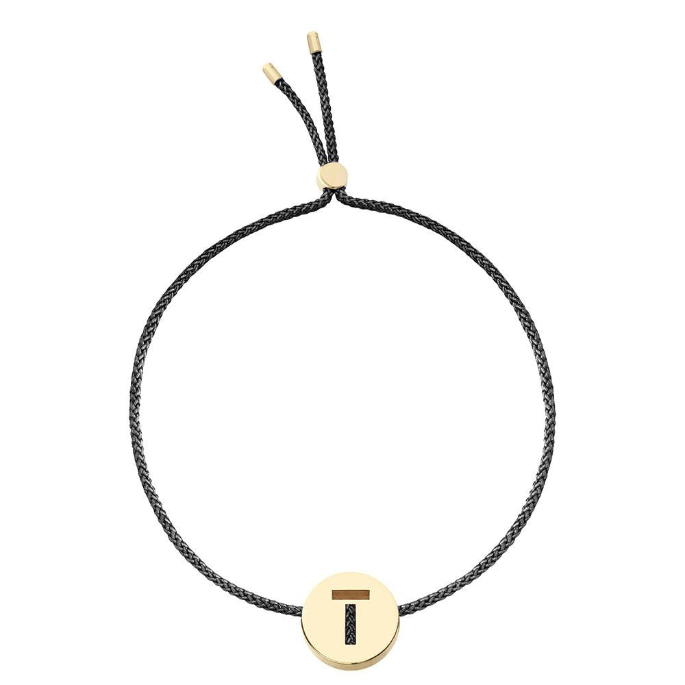 Ruifier ABC's T Cord Bracelet Black Yellow Gold
