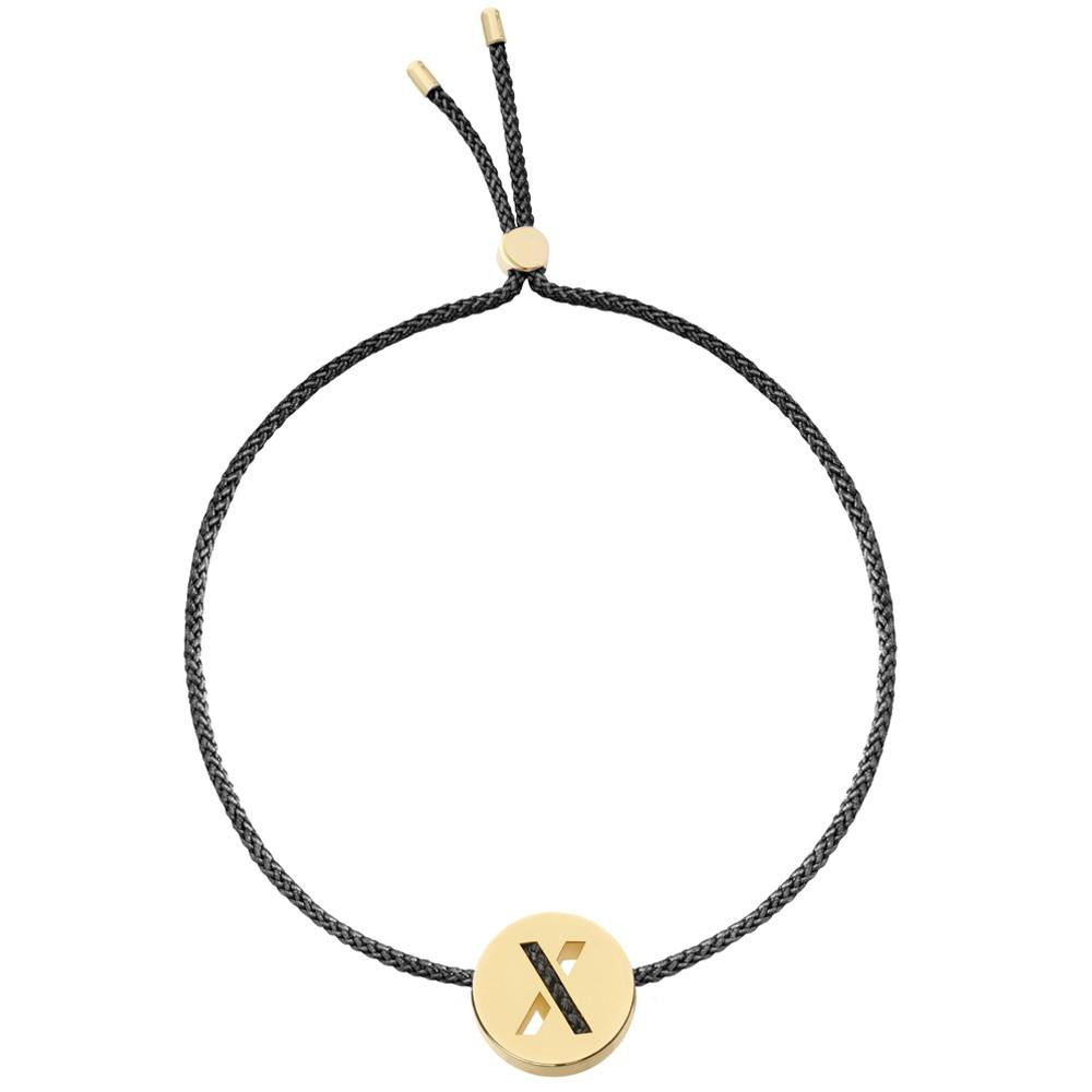 Ruifier ABC's X Cord Bracelet Black Yellow Gold