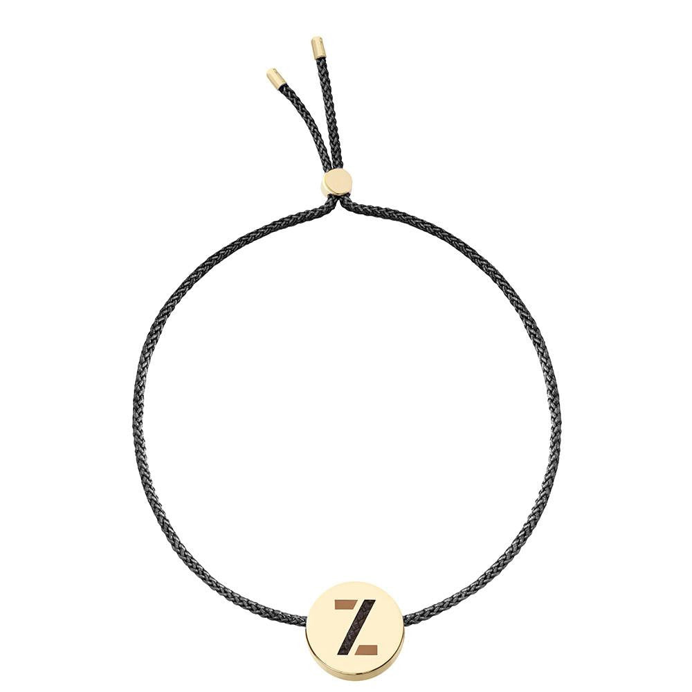 Ruifier ABC's Z Cord Bracelet Black Yellow Gold