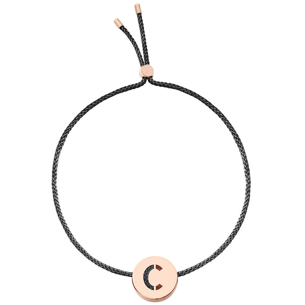 Ruifier ABC's C Cord Bracelet Black Rose Gold