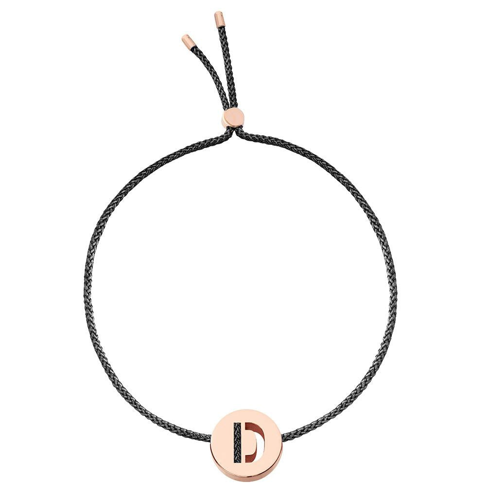 Ruifier ABC's D Cord Bracelet Black Rose Gold