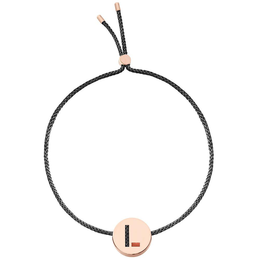 Ruifier ABC's L Cord Bracelet Black Rose Gold