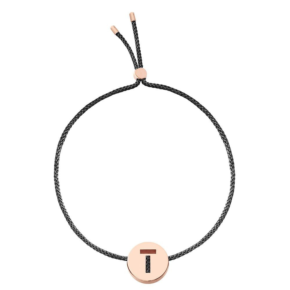 Ruifier ABC's T Cord Bracelet Black Rose Gold