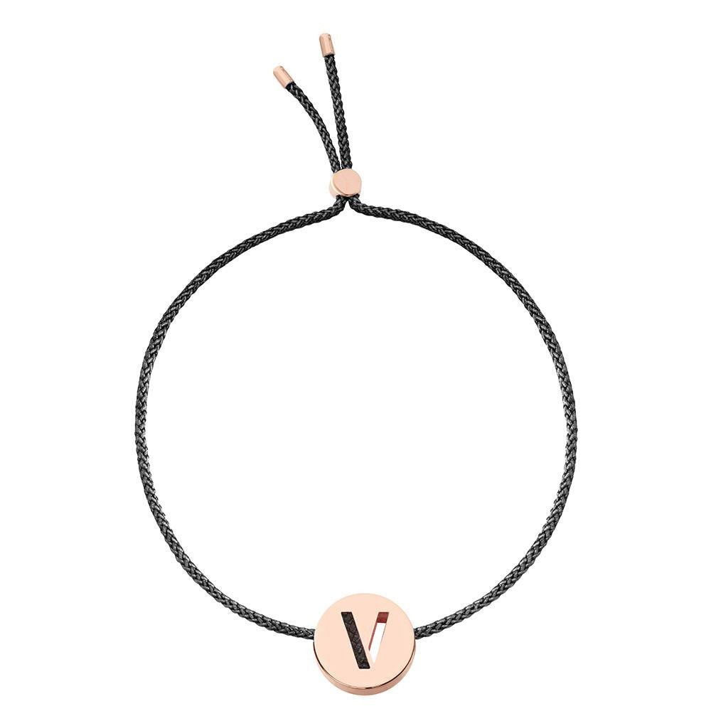 Ruifier ABC's V Cord Bracelet Black Rose Gold