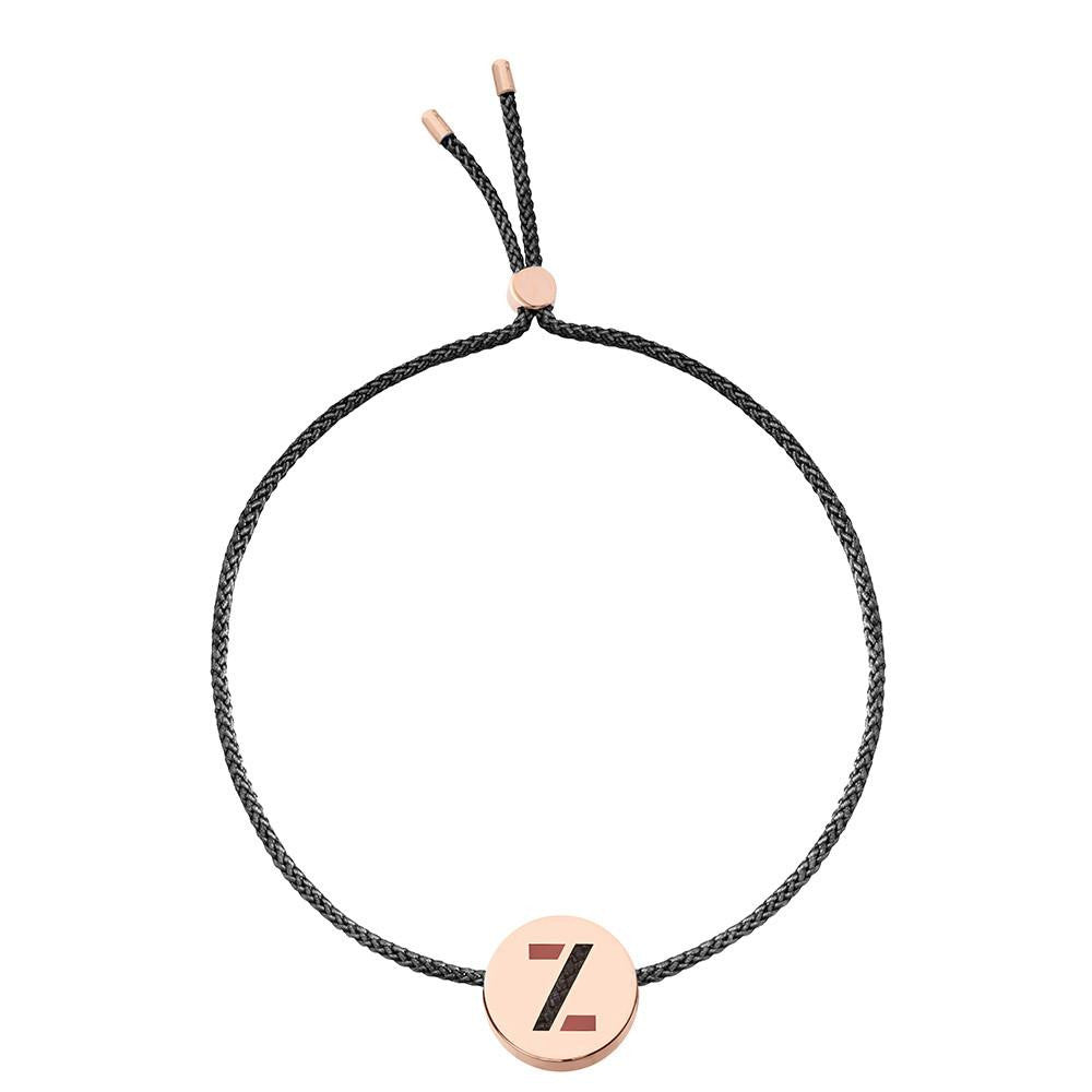 Ruifier ABC's Z Cord Bracelet Black Rose Gold