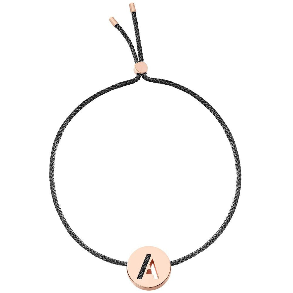 Ruifier ABC's A Cord Bracelet Black Rose Gold