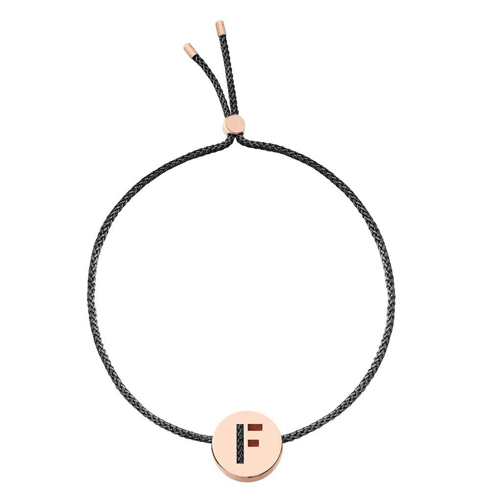 Ruifier ABC's F Cord Bracelet Black Rose Gold