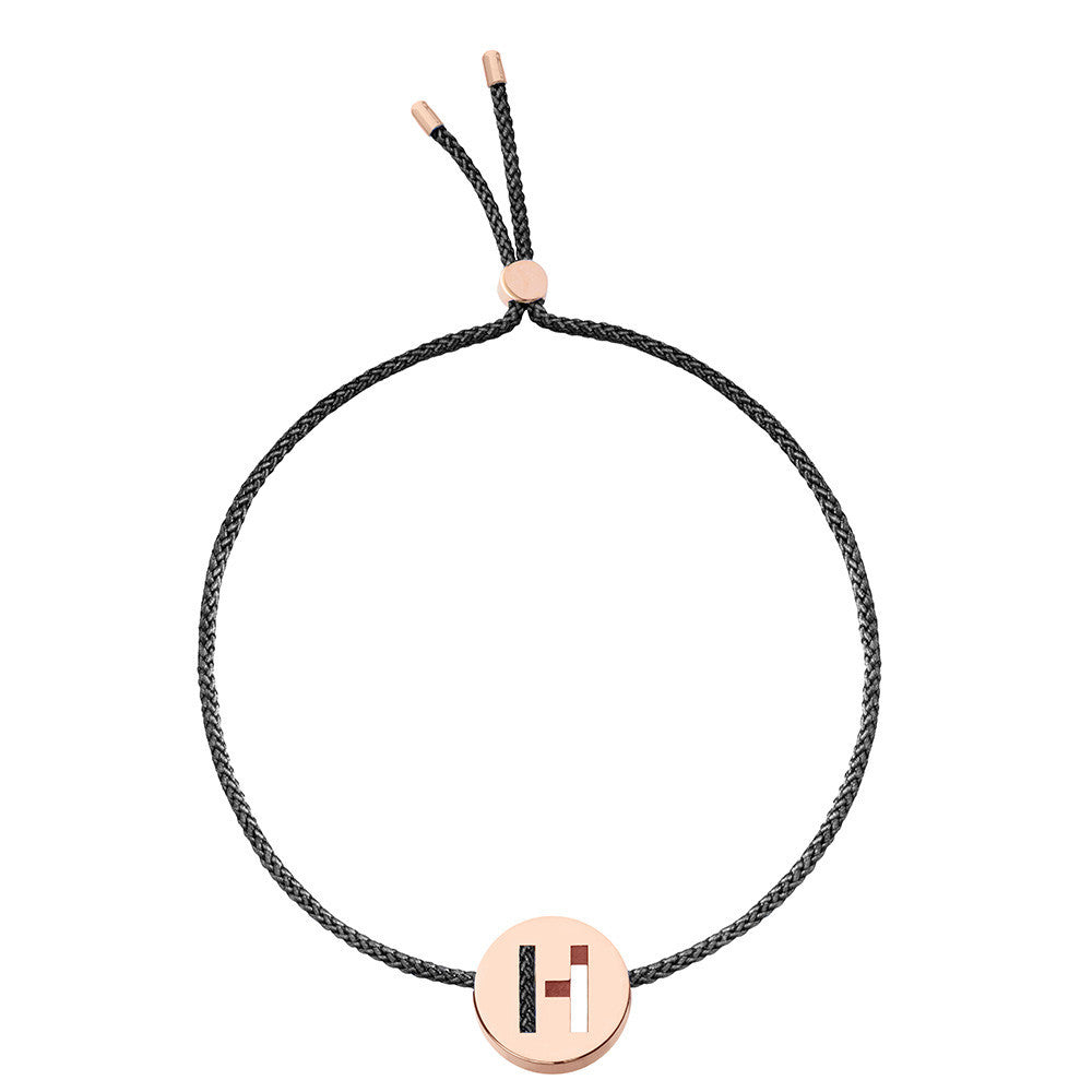 Ruifier ABC's H Cord Bracelet Black Rose Gold