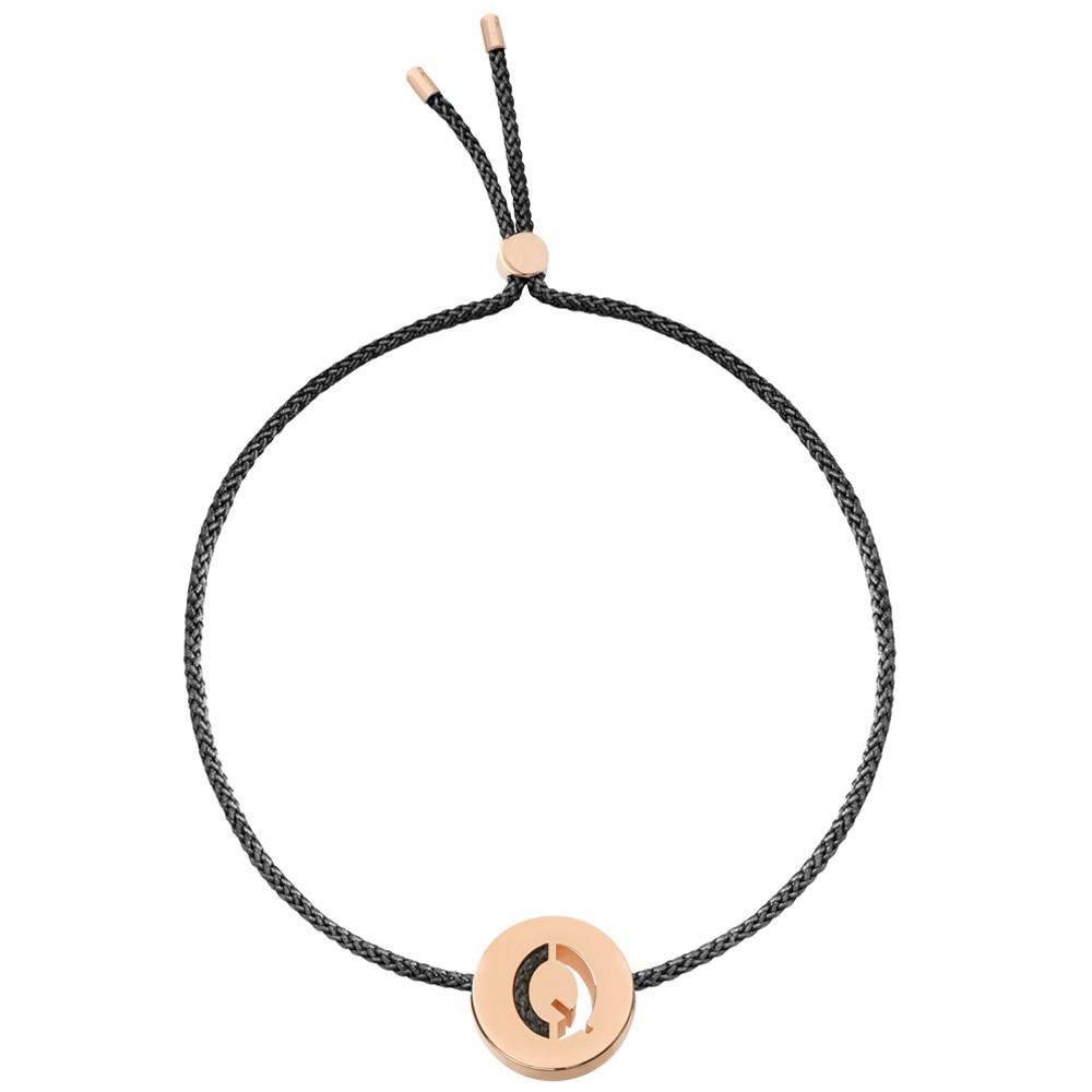 Ruifier ABC's Q Cord Bracelet Black Rose Gold