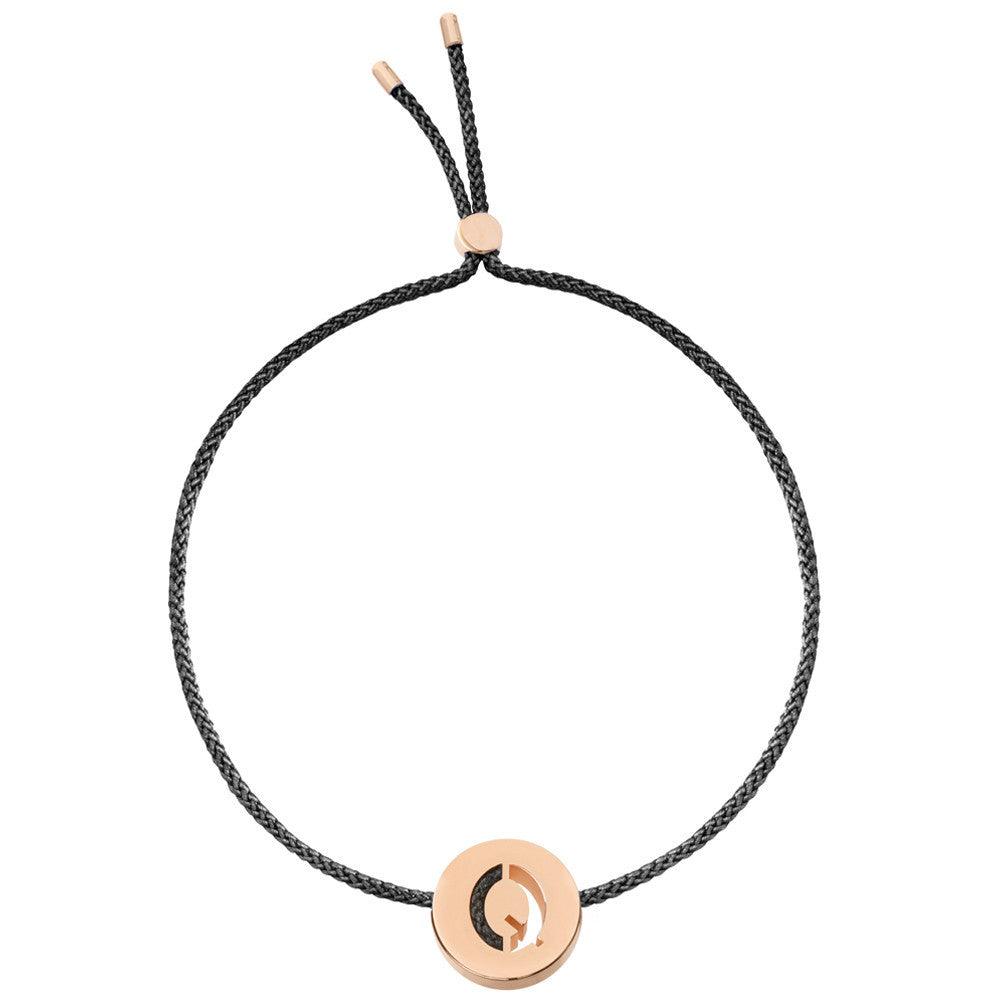 Ruifier ABC's Q Cord Bracelet Black Rose Gold