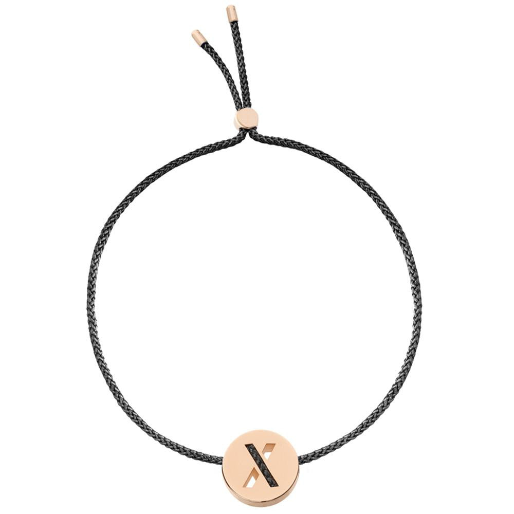 Ruifier ABC's X Cord Bracelet Black Rose Gold