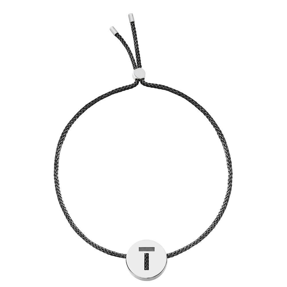 Ruifier ABC's T Cord Bracelet Black Sterling Silver