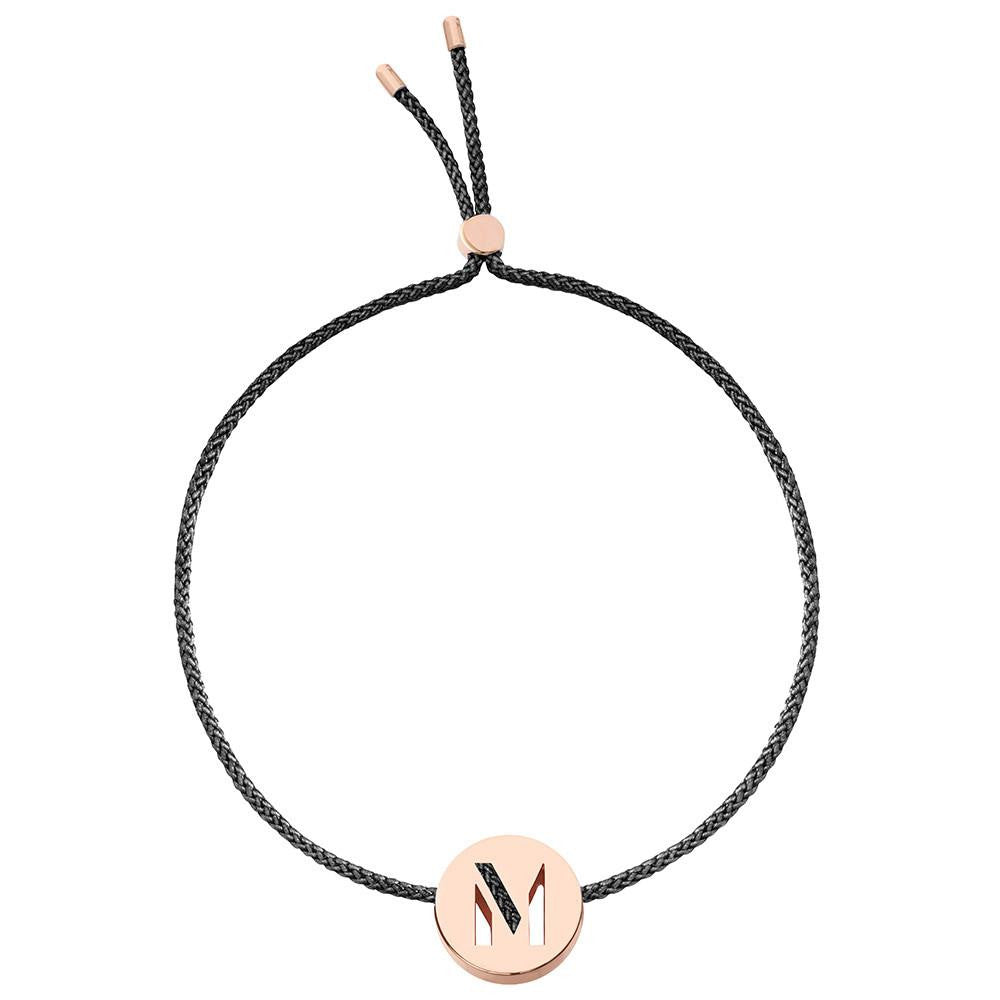 Ruifier ABC's M Cord Bracelet Black Rose Gold