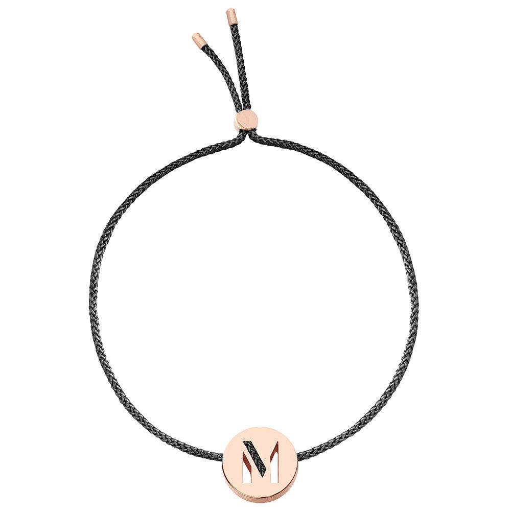 Ruifier ABC's M Cord Bracelet Black Rose Gold