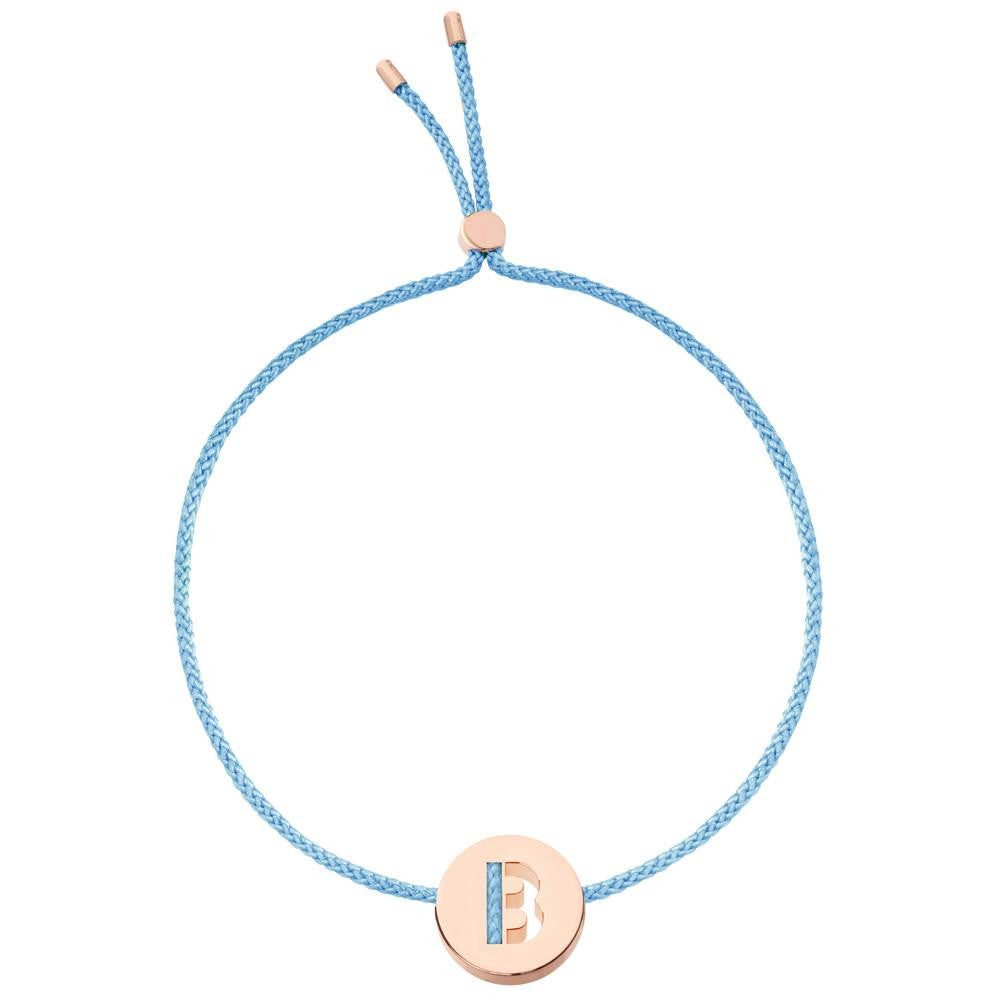Ruifier ABC's B Cord Bracelet Sky Blue Rose Gold