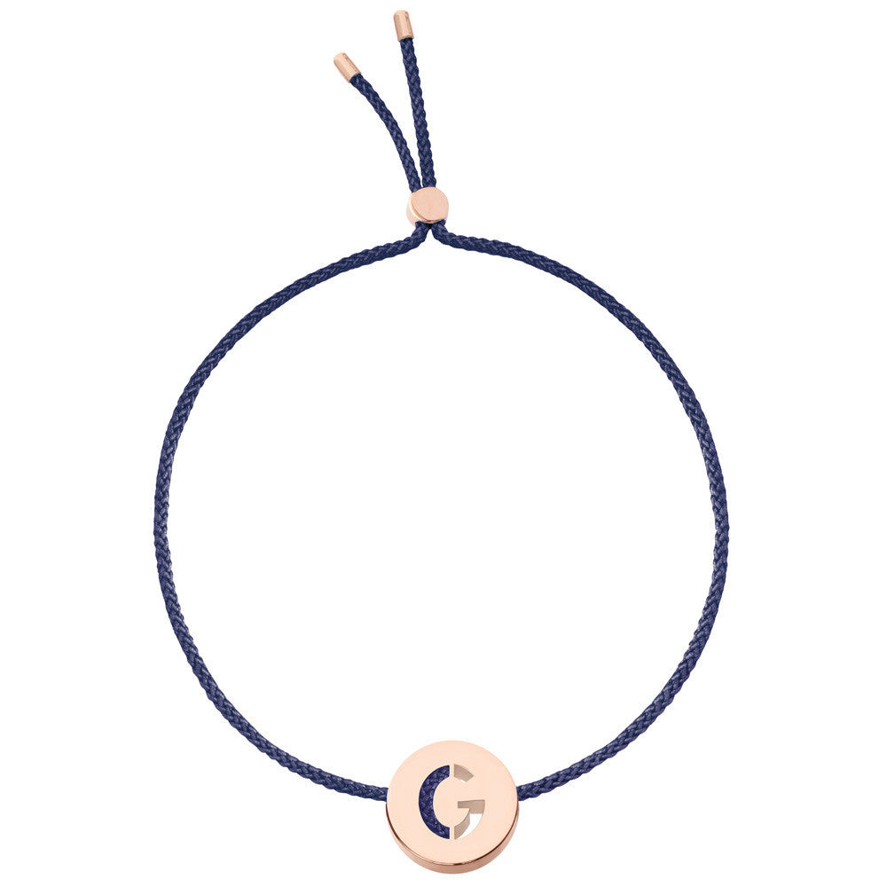 Ruifier ABC's G Cord Bracelet Navy Rose Gold