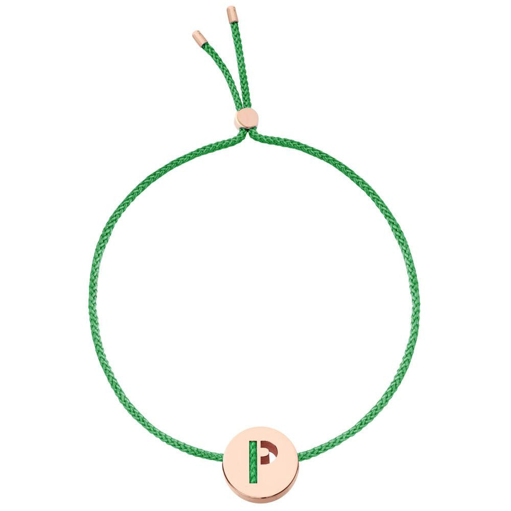 Ruifier ABC's P Cord Bracelet Green Rose Gold