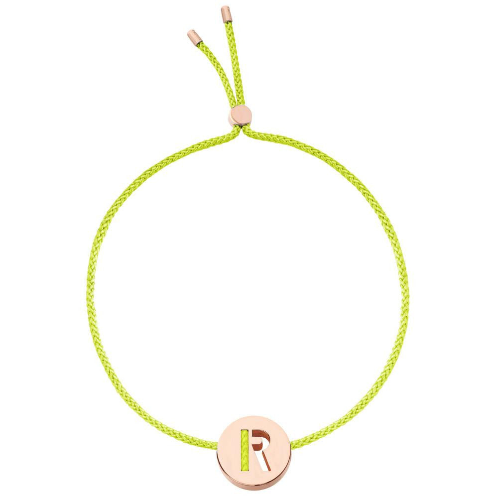 Ruifier ABC's R Cord Bracelet Lime Green Rose Gold