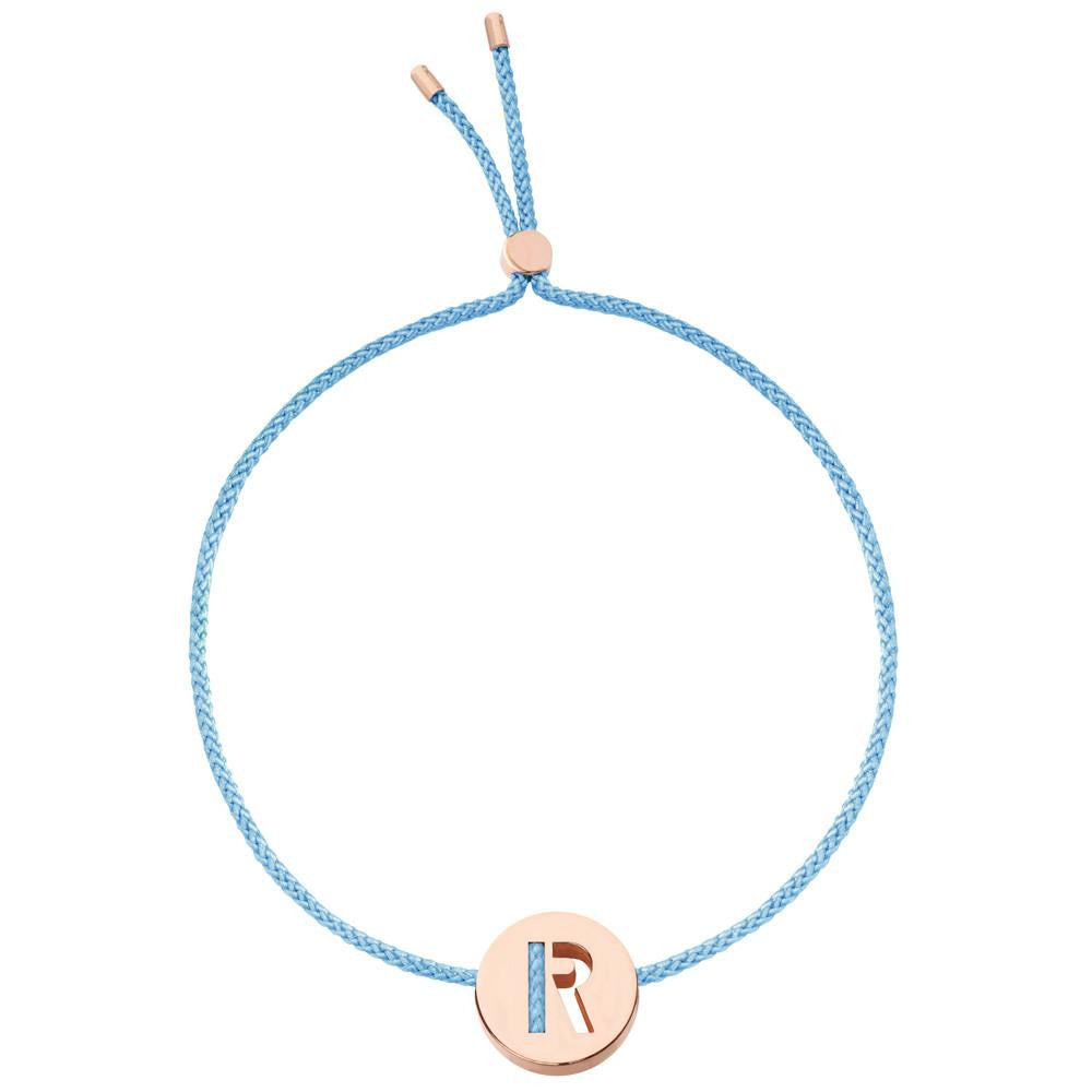 Ruifier ABC's R Cord Bracelet Sky Blue Rose Gold