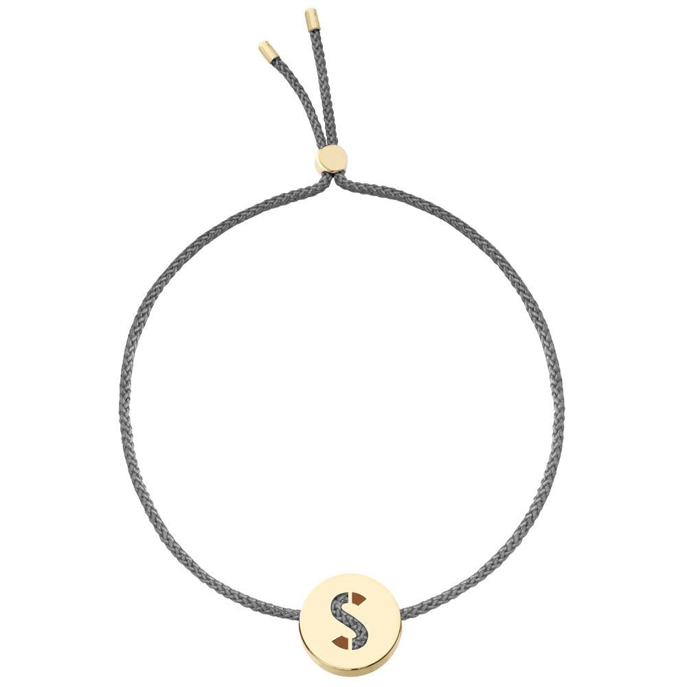 Ruifier ABC's S Cord Bracelet Dark Grey Yellow Gold