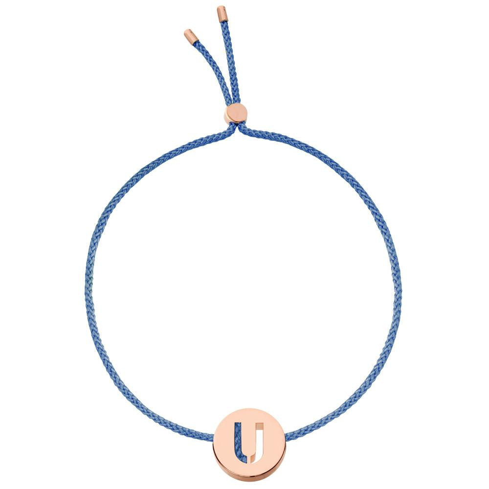 Ruifier ABC's U Cord Bracelet Dusky Blue Rose Gold