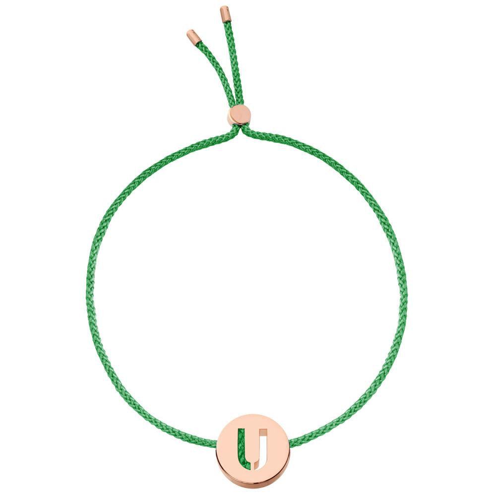 Ruifier ABC's U Cord Bracelet Green Rose Gold
