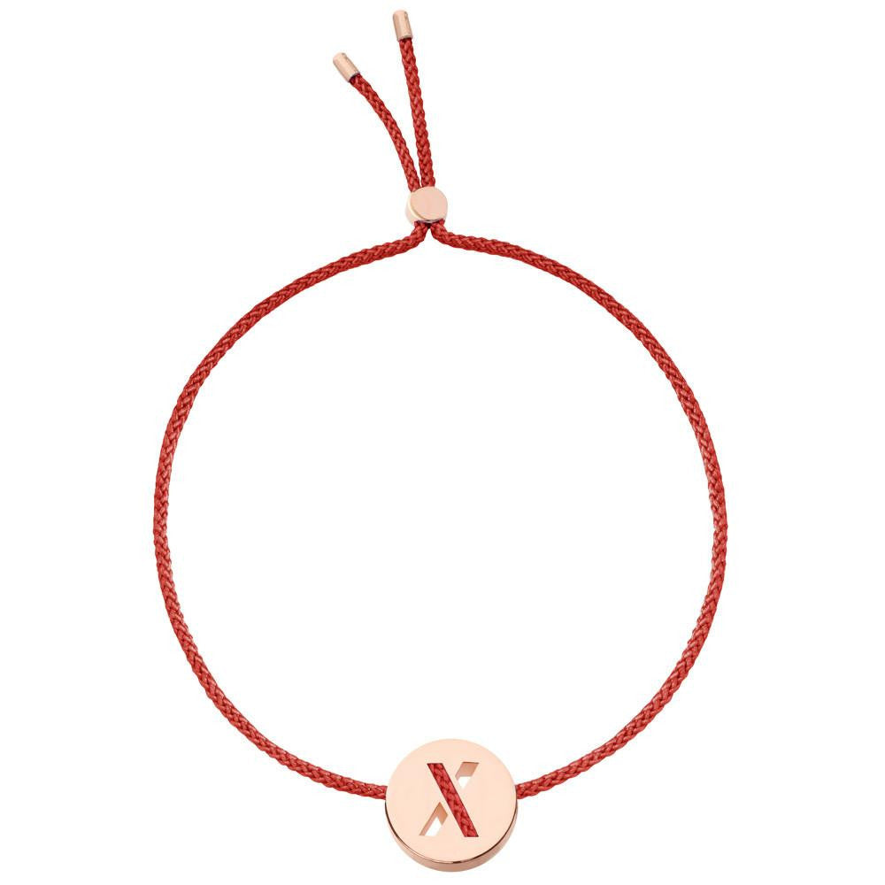 Ruifier ABC's X Cord Bracelet Burnt Umber Rose Gold