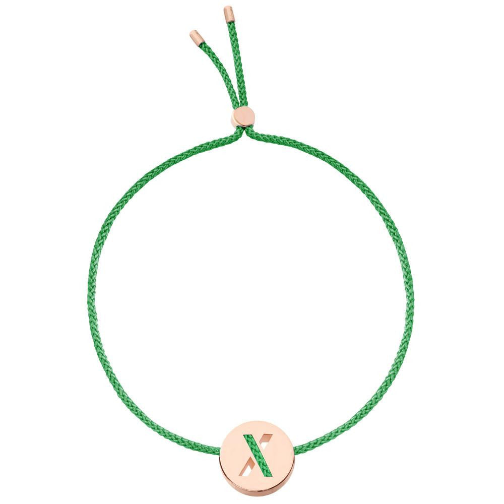 Ruifier ABC's X Cord Bracelet Green Rose Gold