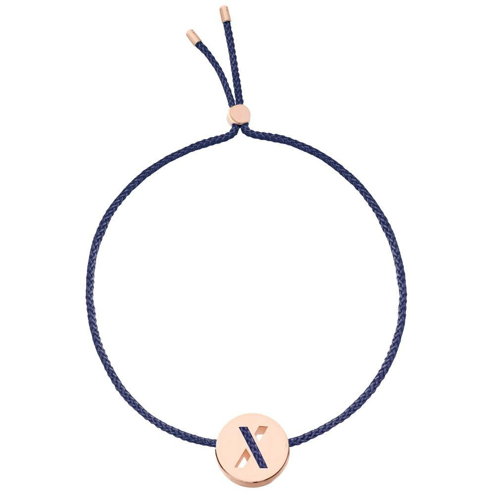 Ruifier ABC's X Cord Bracelet Navy Rose Gold