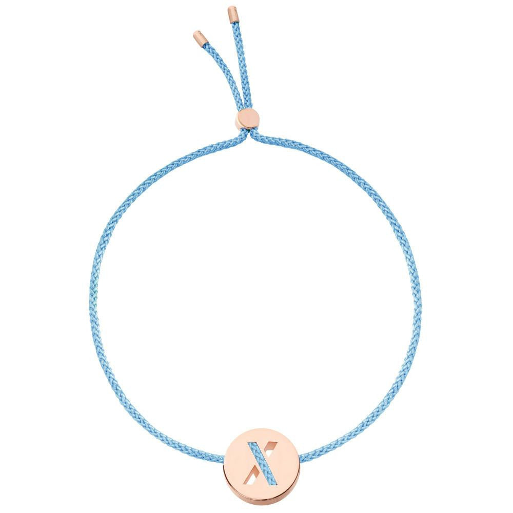 Ruifier ABC's X Cord Bracelet Sky Blue Rose Gold