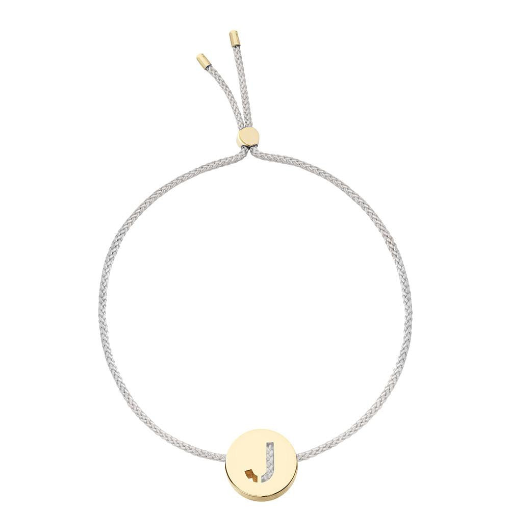 Ruifier ABC's J Cord Bracelet Light Grey Yellow Gold