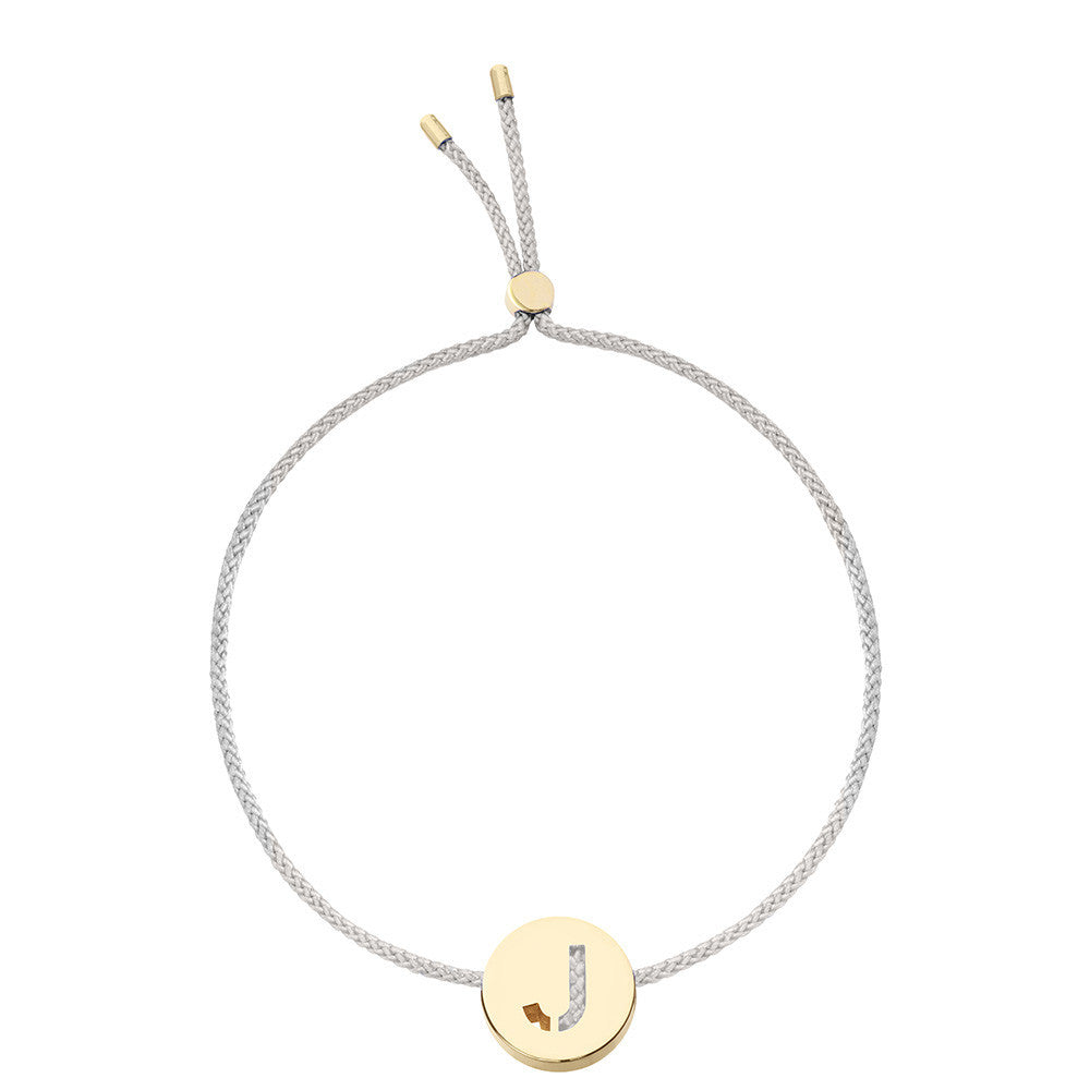 Ruifier ABC's J Cord Bracelet Light Grey Yellow Gold