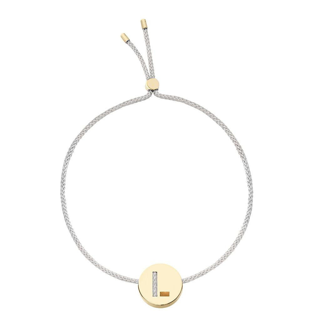 Ruifier ABC's L Cord Bracelet Light Grey Yellow Gold