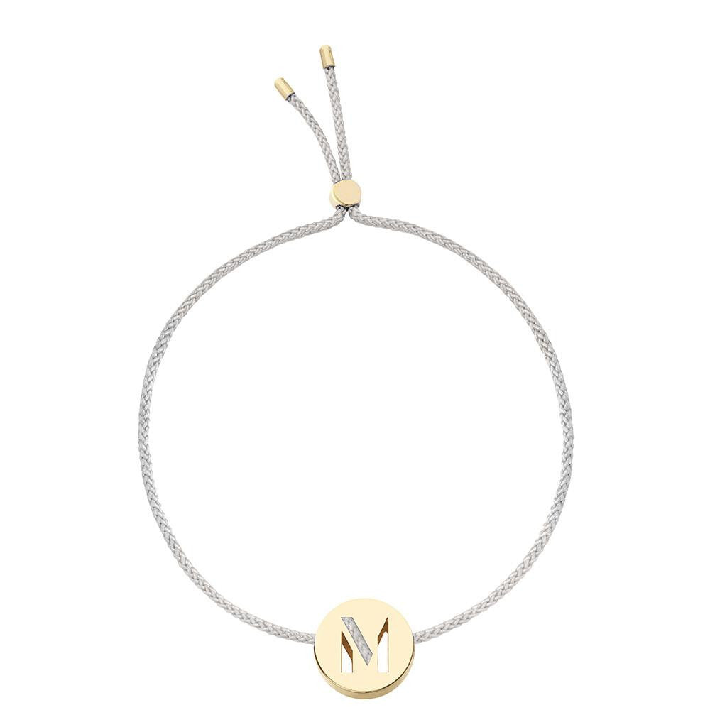 Ruifier ABC's M Cord Bracelet Light Grey Yellow Gold