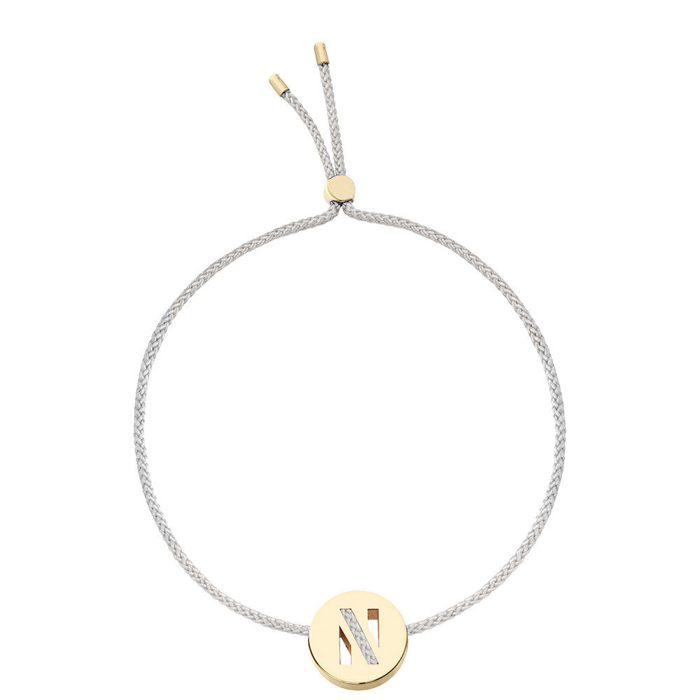 Ruifier ABC's N Cord Bracelet Light Grey Yellow Gold