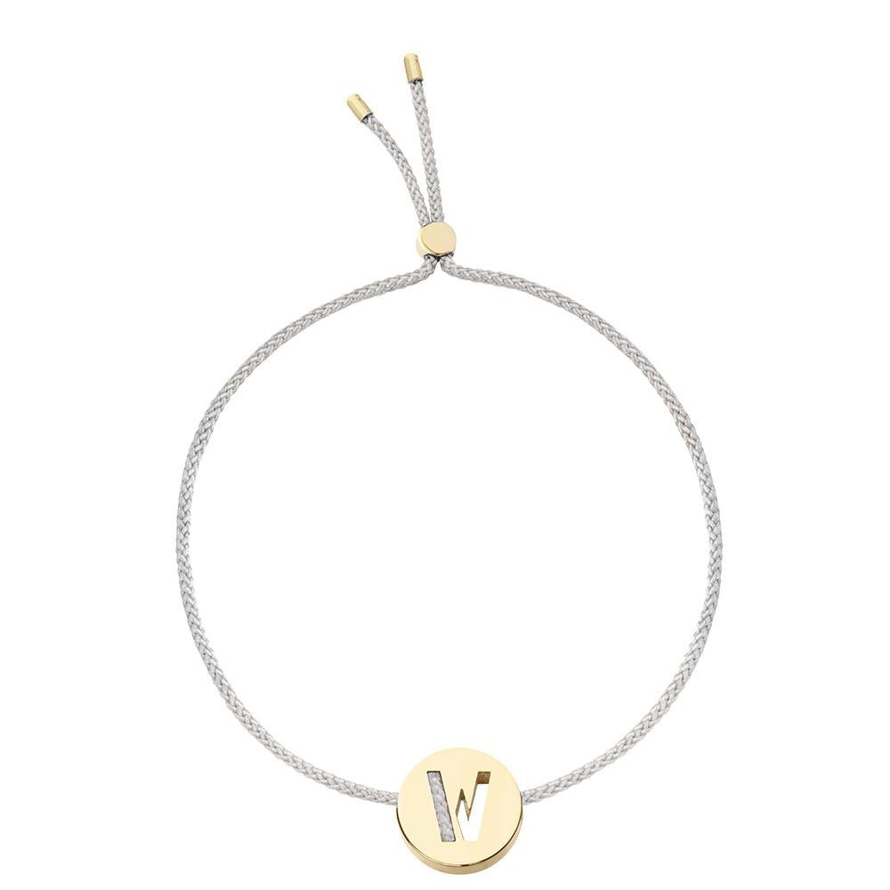 Ruifier ABC's W Cord Bracelet Light Grey Yellow Gold