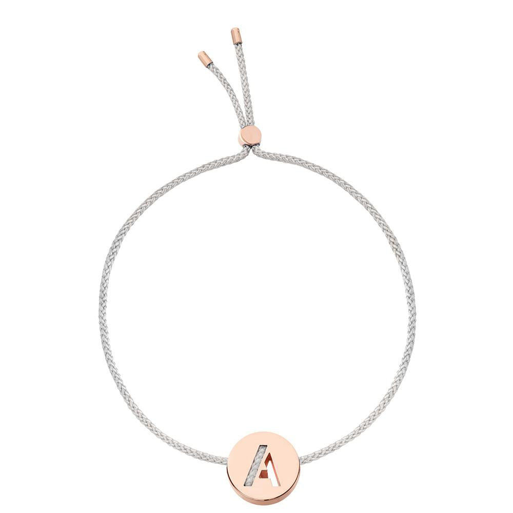 Ruifier ABC's A Cord Bracelet Light Grey Rose Gold