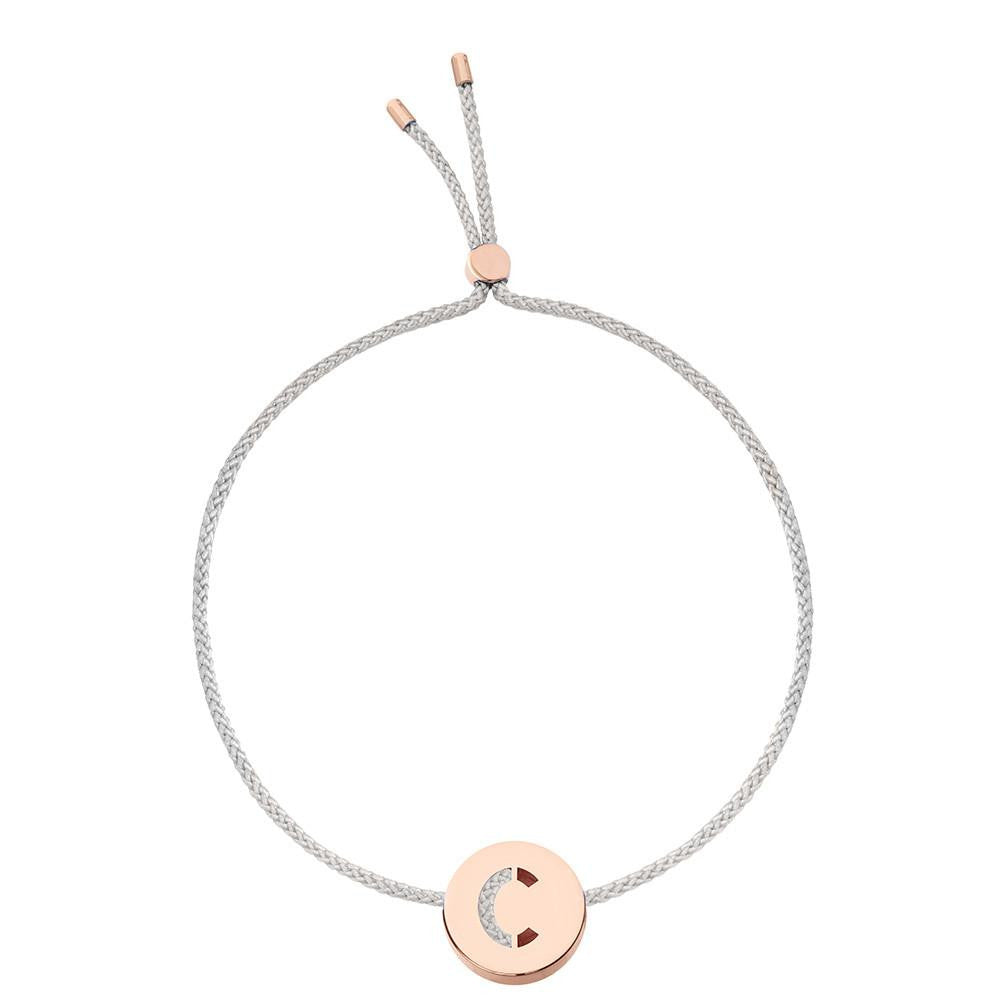 Ruifier ABC's C Cord Bracelet Light Grey Rose Gold