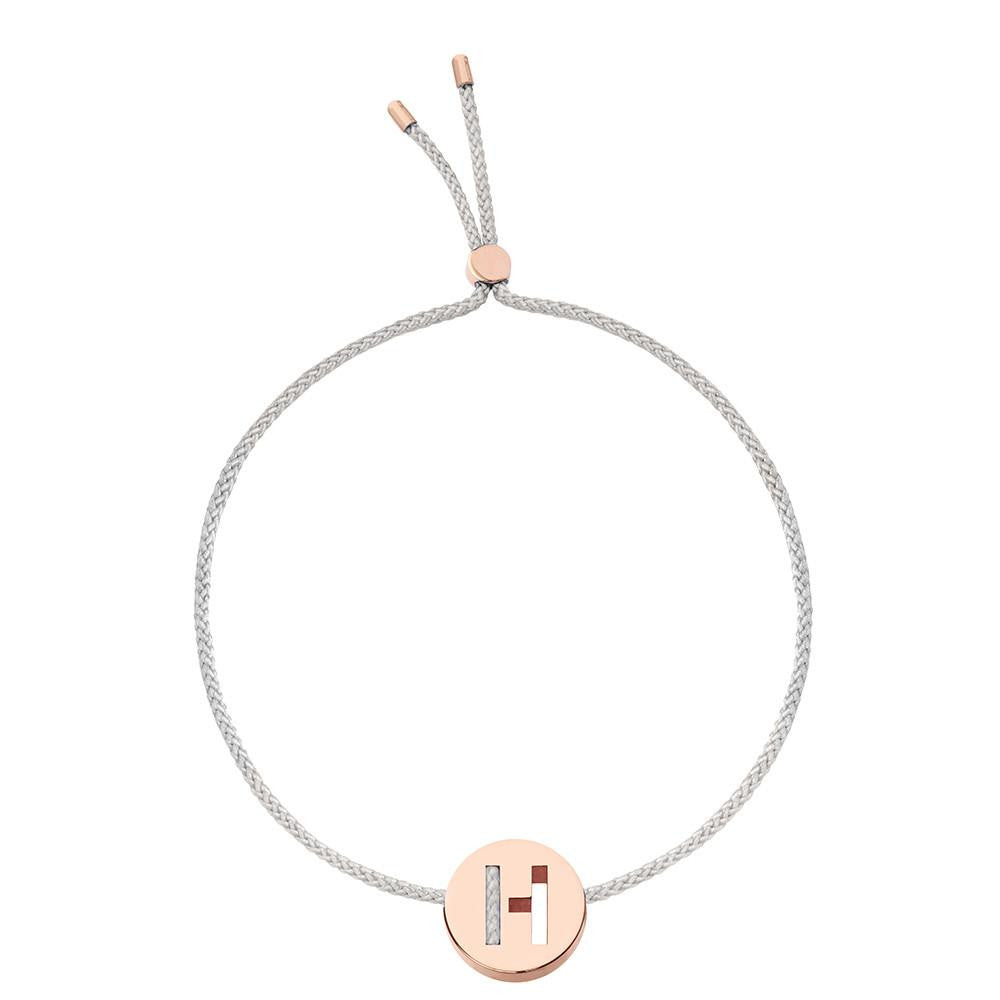 Ruifier ABC's H Cord Bracelet Light Grey Rose Gold