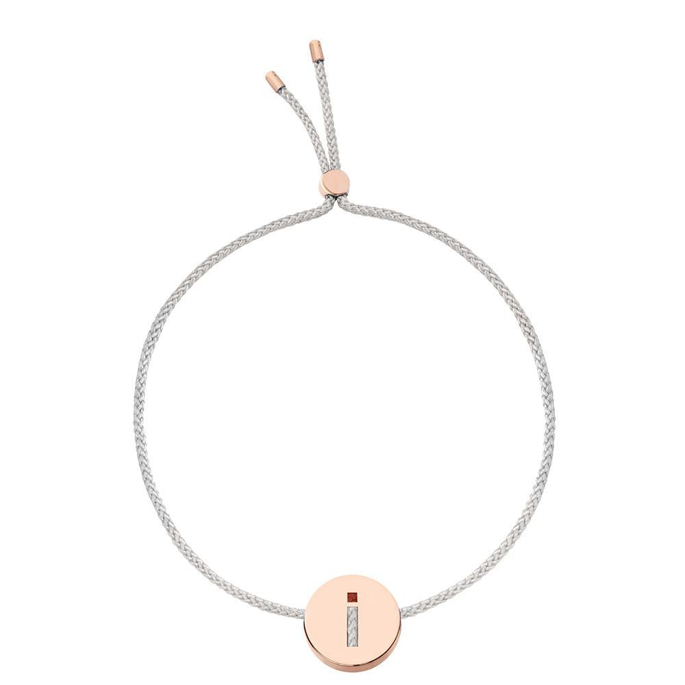 Ruifier ABC's I Cord Bracelet Light Grey Rose Gold