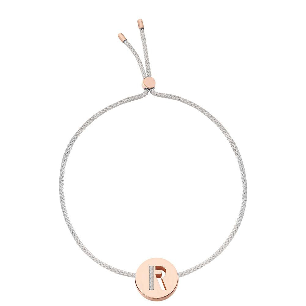 Ruifier ABC's R Cord Bracelet Light Grey Rose Gold