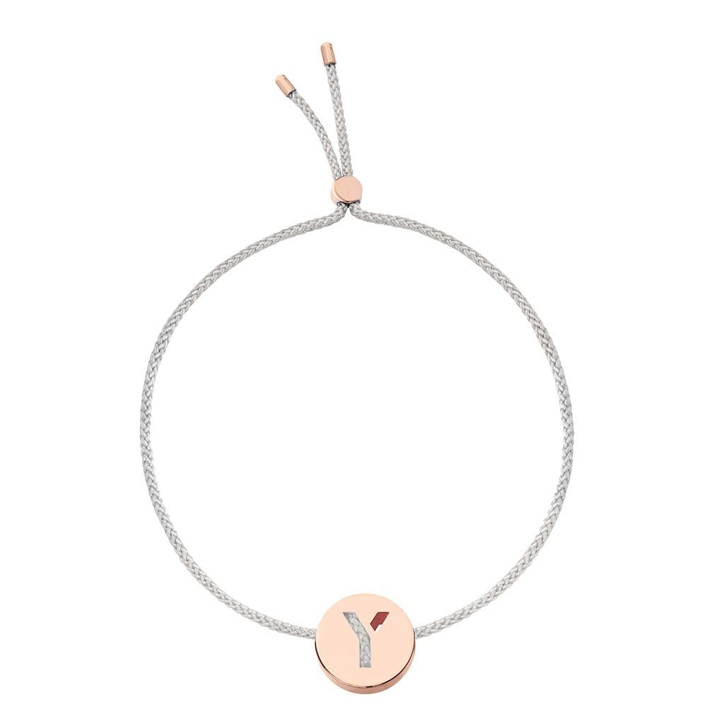 Ruifier ABC's Y Cord Bracelet Light Grey Rose Gold