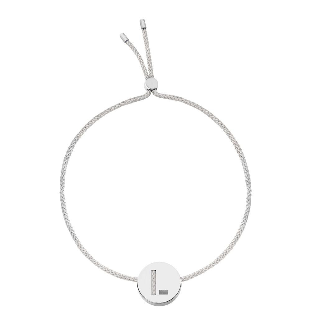Ruifier ABC's L Cord Bracelet Light Grey Sterling Silver