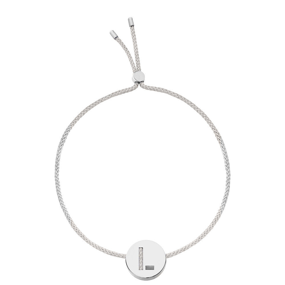 Ruifier ABC's L Cord Bracelet Light Grey Sterling Silver