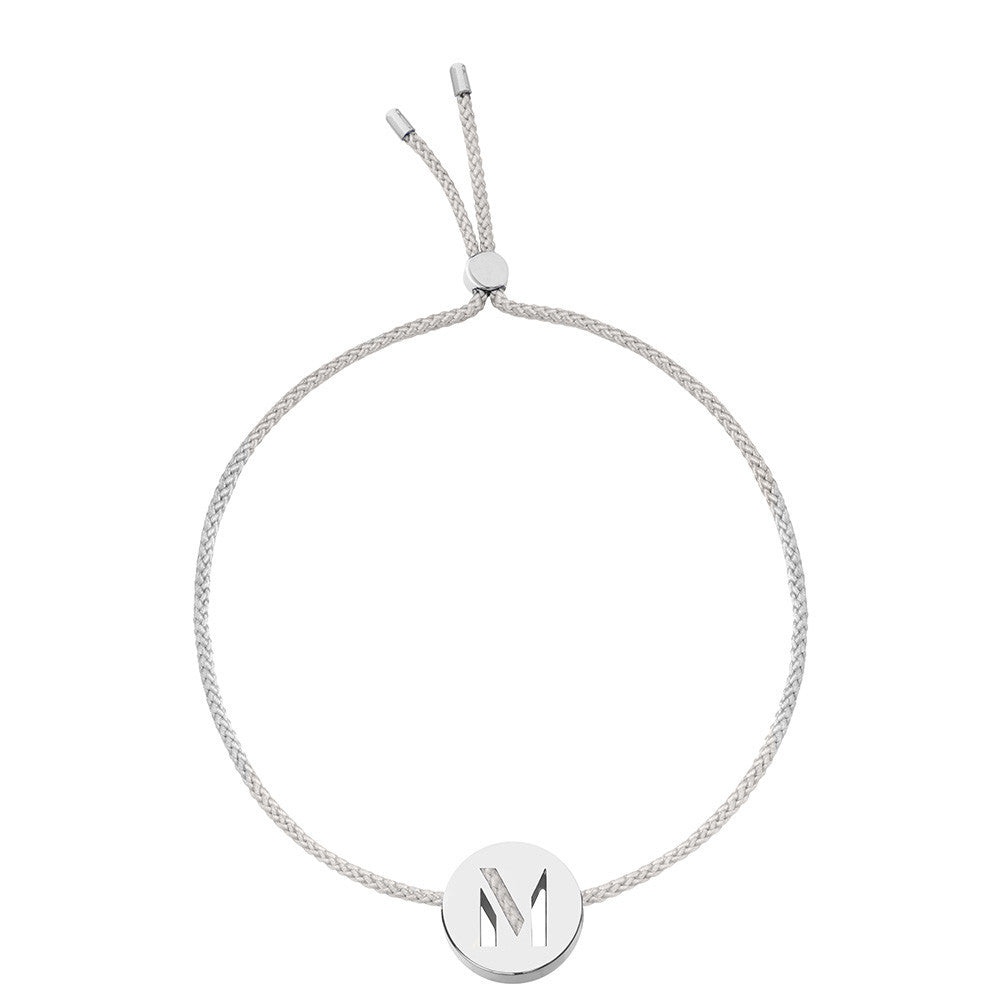 Ruifier ABC's M Cord Bracelet Light Grey Sterling Silver